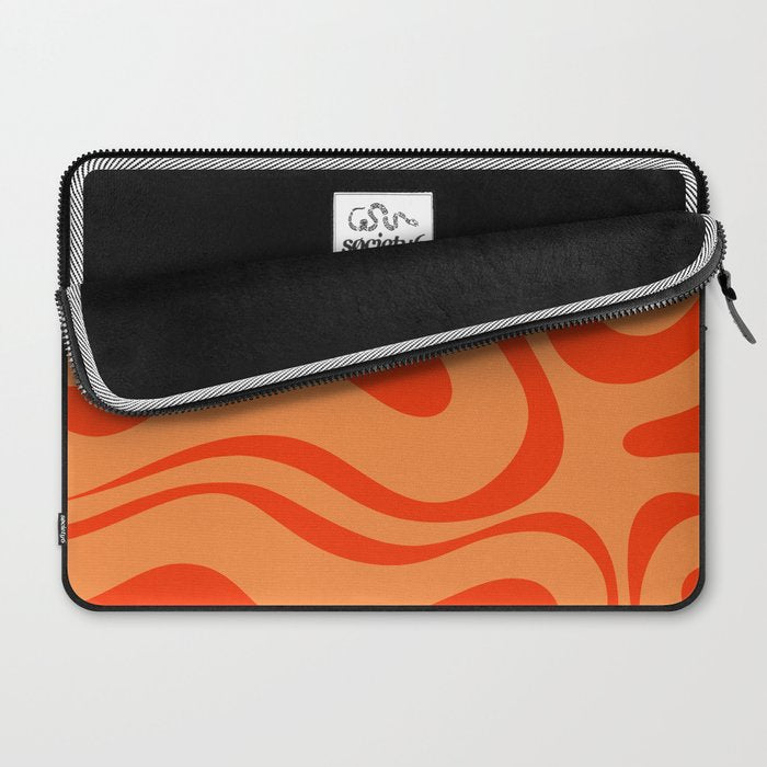 Orange Orange Modern Retro Liquid Swirl Abstract Pattern Laptop Sleeve Gallery Image 2