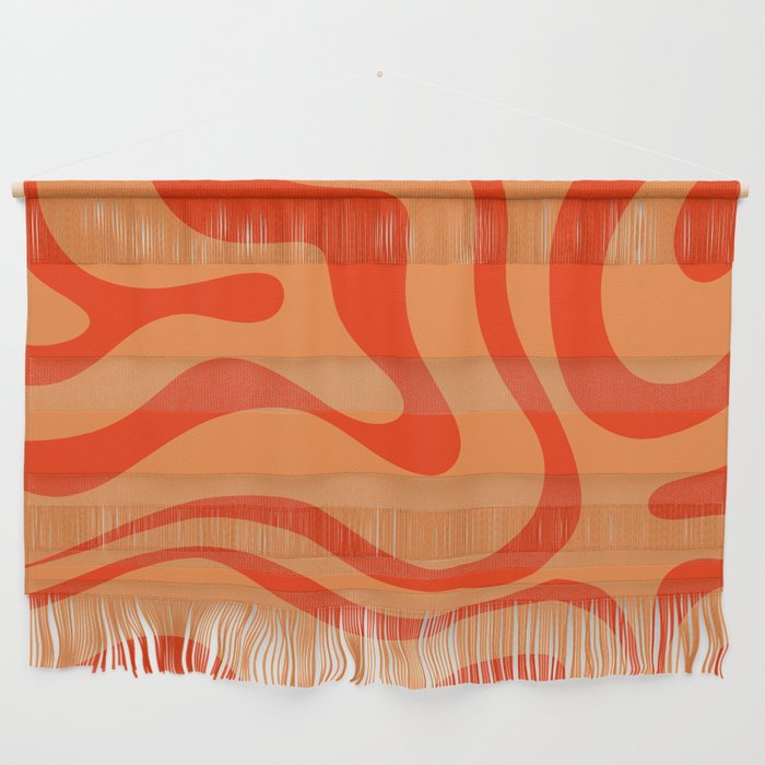 Orange Orange Modern Retro Liquid Swirl Abstract Pattern Wall Hanging Gallery Image 1
