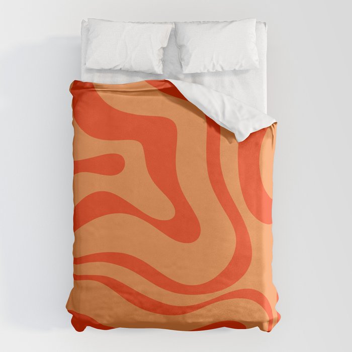 Orange Orange Modern Retro Liquid Swirl Abstract Pattern Duvet Cover Gallery Image 6