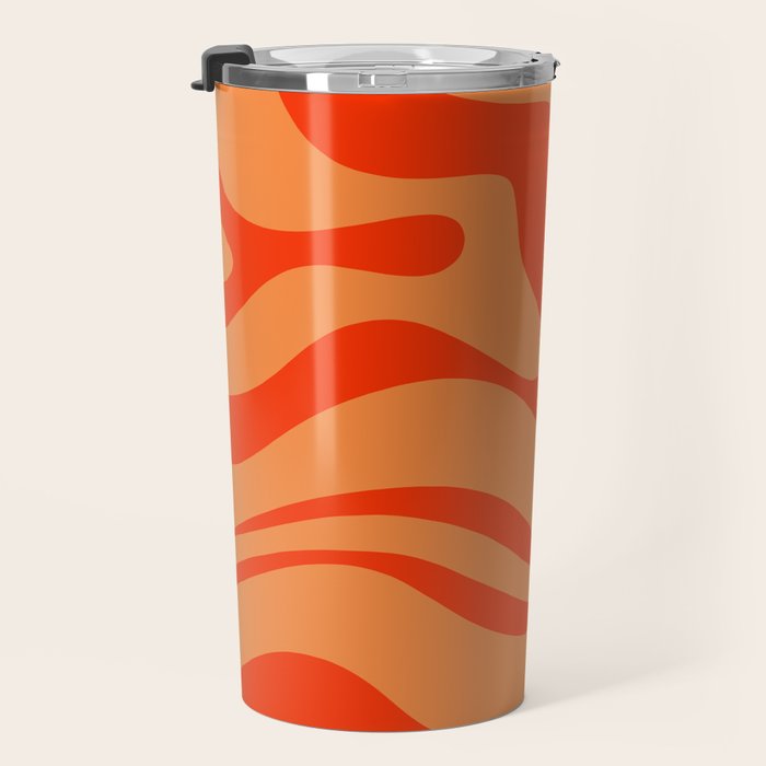 Orange Orange Modern Retro Liquid Swirl Abstract Pattern Travel Mug Gallery Image 3