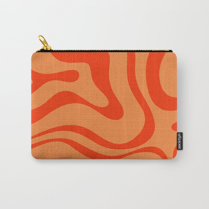 Orange Orange Modern Retro Liquid Swirl Abstract Pattern Carry All Pouch Gallery Image 1
