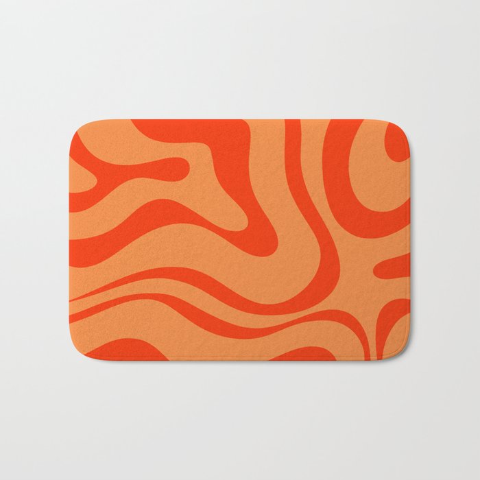 Orange Orange Modern Retro Liquid Swirl Abstract Pattern Bath Mat Gallery Image 1