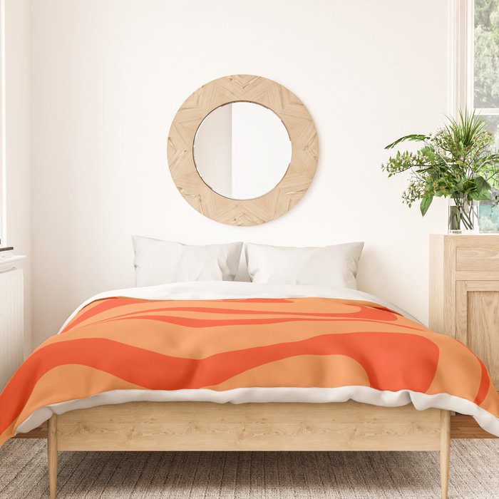 Orange Orange Modern Retro Liquid Swirl Abstract Pattern Duvet Cover Gallery Image 3