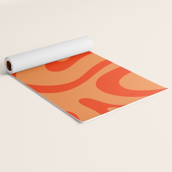 Orange Orange Modern Retro Liquid Swirl Abstract Pattern Yoga Mat Gallery Image 2