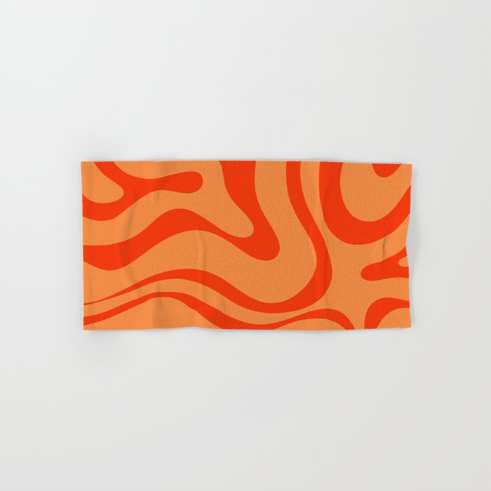 Orange Orange Modern Retro Liquid Swirl Abstract Pattern Bath Towel Gallery Image 1