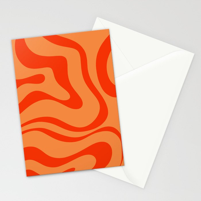Orange Orange Modern Retro Liquid Swirl Abstract Pattern Stationery Card Gallery Image 2
