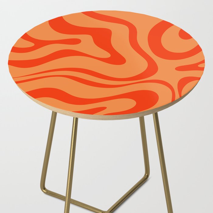 Orange Orange Modern Retro Liquid Swirl Abstract Pattern Side Table Gallery Image 2