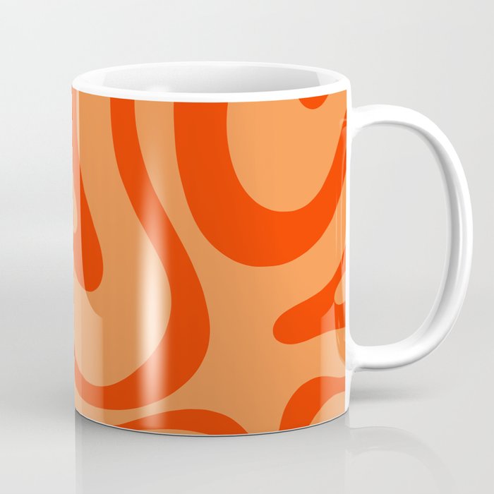 Orange Orange Modern Retro Liquid Swirl Abstract Pattern Coffee Mug Gallery Image 1