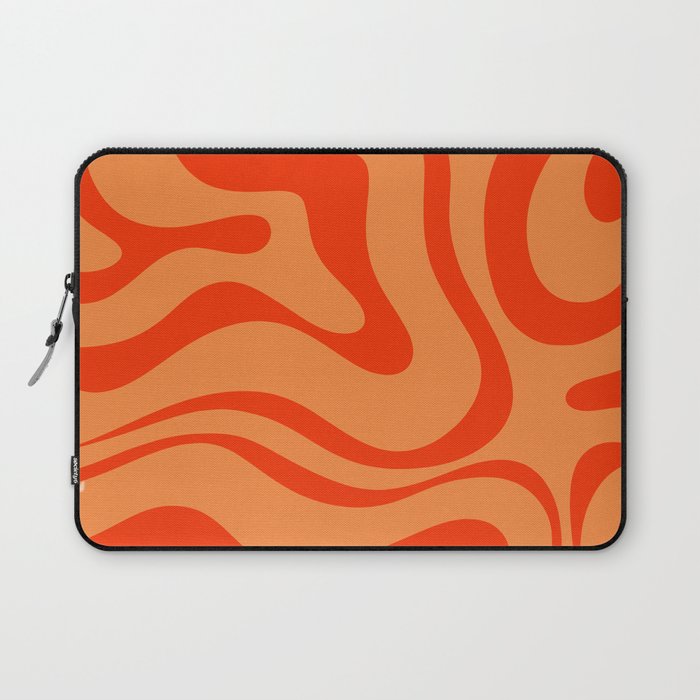 Orange Orange Modern Retro Liquid Swirl Abstract Pattern Laptop Sleeve Gallery Image 1