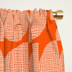 Mid Century Modern Geometric Textured Shapes Orange And White Window Curtain Gallery Image 2