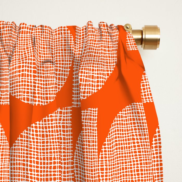 Mid Century Modern Geometric Textured Shapes Orange And White Window Curtain Gallery Image 2