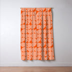 Mid Century Modern Geometric Textured Shapes Orange And White Window Curtain Gallery Image 3