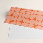 Mid Century Modern Geometric Textured Shapes Orange And White Wrapping Paper Gallery Image 2