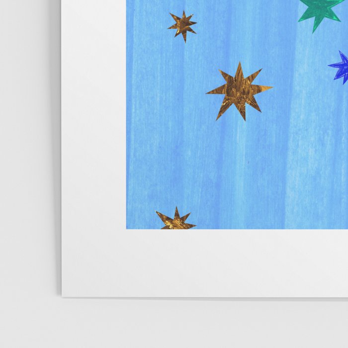 Celestial Star Twinkle in Blue Watercolor Poster Gallery Image 3