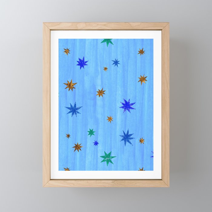 Celestial Star Twinkle in Blue Watercolor Mini Art Print Gallery Image 1