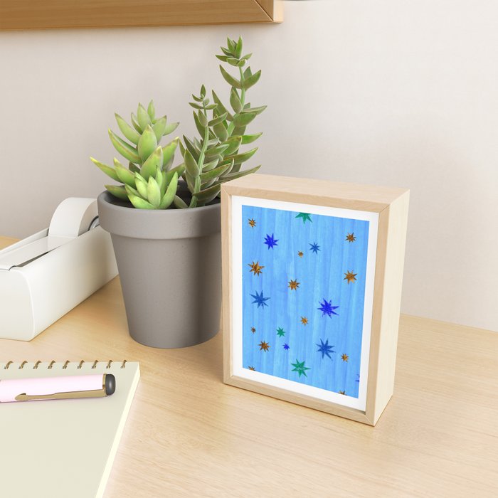 Celestial Star Twinkle in Blue Watercolor Mini Art Print Gallery Image 2