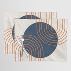 Mid Century Modern Geometric 162 Sun Rainbow abstract in Navy Blue Orange Placemat Gallery Image 1