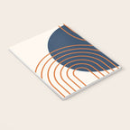 Mid Century Modern Geometric 162 Sun Rainbow abstract in Navy Blue Orange Notebook Gallery Image 3