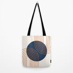 Mid Century Modern Geometric 162 Sun Rainbow abstract in Navy Blue Orange Tote Bag Gallery Image 2