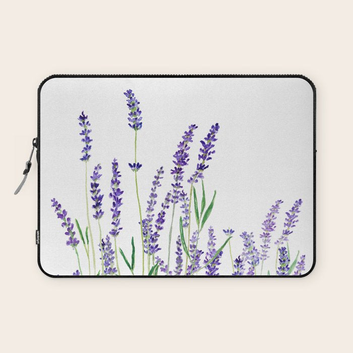 lavender watercolor horizontal Laptop Sleeve Gallery Image 1