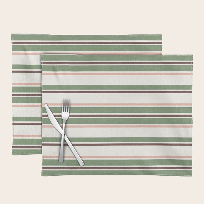 Daybed Stripe Ivory Green Multi Placemat Gallery Image 1