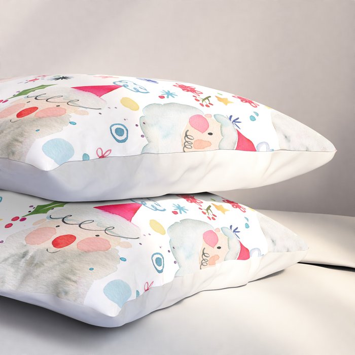 Holiday 2025 Santa claus Happy cute portrait Multicolored Christmas Pillow Sham Gallery Image 3