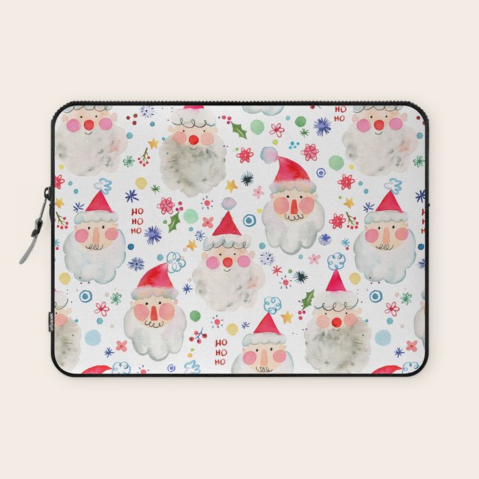 Holiday 2025 Santa claus Happy cute portrait Multicolored Christmas Laptop Sleeve Gallery Image 1