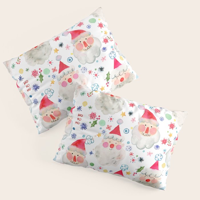 Holiday 2025 Santa claus Happy cute portrait Multicolored Christmas Pillow Sham Gallery Image 3