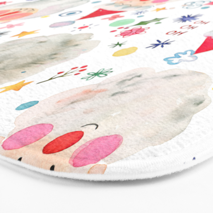 Holiday 2025 Santa claus Happy cute portrait Multicolored Christmas Bath Mat Gallery Image 3