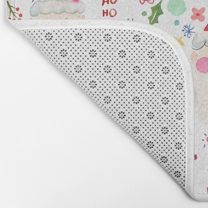 Holiday 2025 Santa claus Happy cute portrait Multicolored Christmas Bath Mat Gallery Image 2