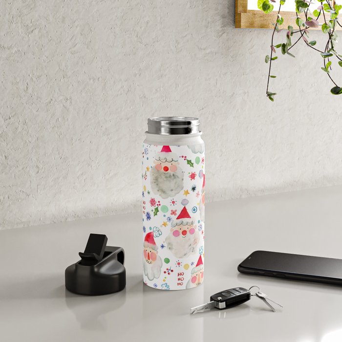 Holiday 2025 Santa claus Happy cute portrait Multicolored Christmas Water Bottle Gallery Image 4
