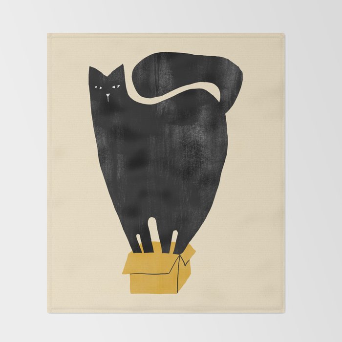 Cat in a box Throw Blanket Gallery Image 2