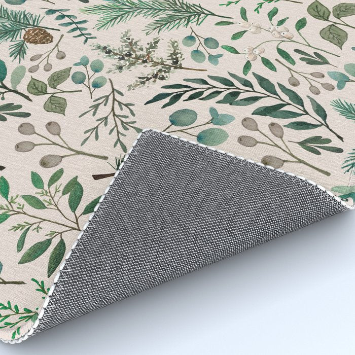 Winter Eucalyptus and Berry Pattern Rug Gallery Image 4