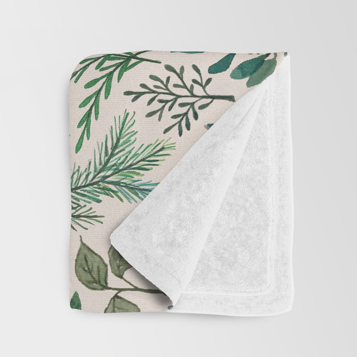 Winter Eucalyptus and Berry Pattern Throw Blanket Gallery Image 3