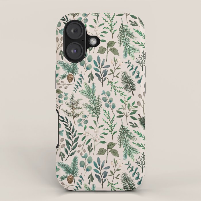 Winter Eucalyptus and Berry Pattern iPhone Case Gallery Image 1