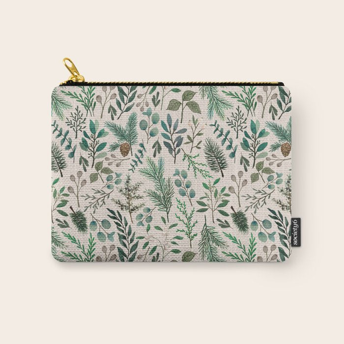 Winter Eucalyptus and Berry Pattern Carry All Pouch Gallery Image 1