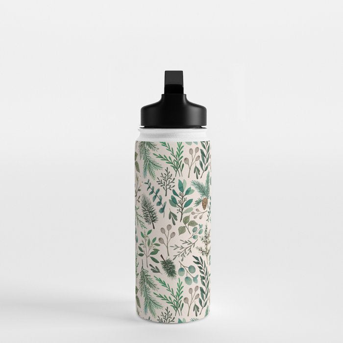 Winter Eucalyptus and Berry Pattern Water Bottle Gallery Image 3