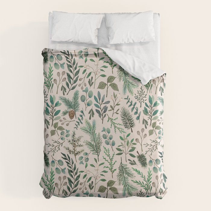 Winter Eucalyptus and Berry Pattern Duvet Cover Gallery Image 6