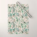 Winter Eucalyptus and Berry Pattern Wrapping Paper Gallery Image 1