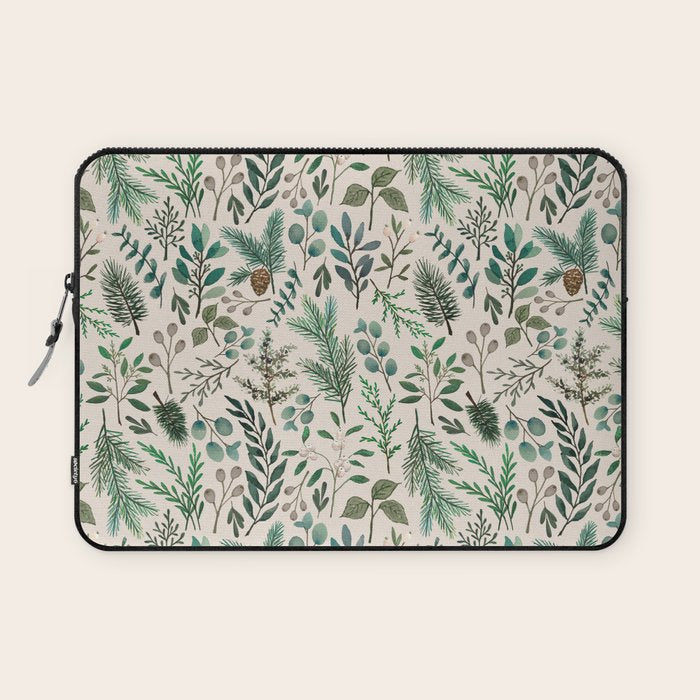 Winter Eucalyptus and Berry Pattern Laptop Sleeve Gallery Image 1
