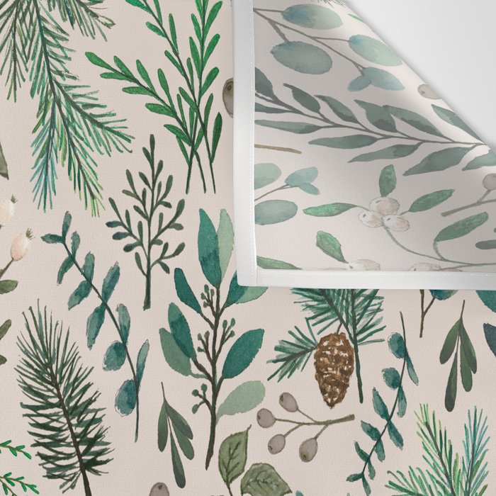 Winter Eucalyptus and Berry Pattern Wall Tapestry Gallery Image 3