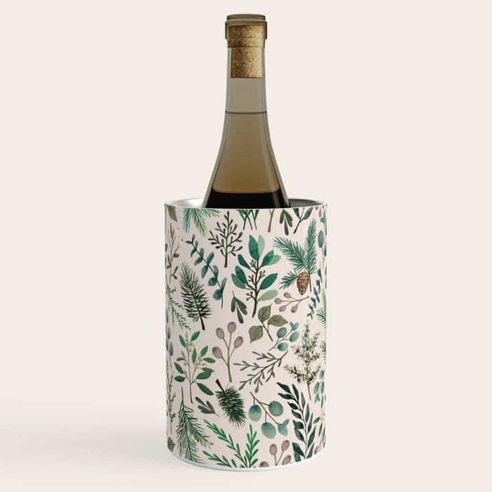 Winter Eucalyptus and Berry Pattern Wine Chiller Gallery Image 2