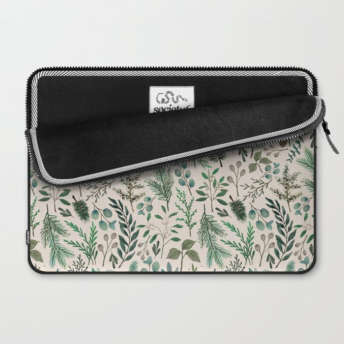 Winter Eucalyptus and Berry Pattern Laptop Sleeve Gallery Image 2