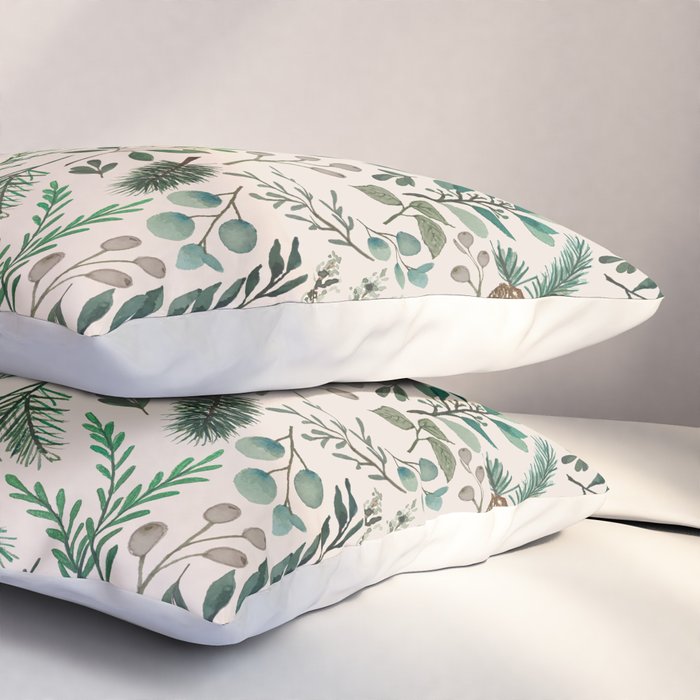 Winter Eucalyptus and Berry Pattern Pillow Sham Gallery Image 3