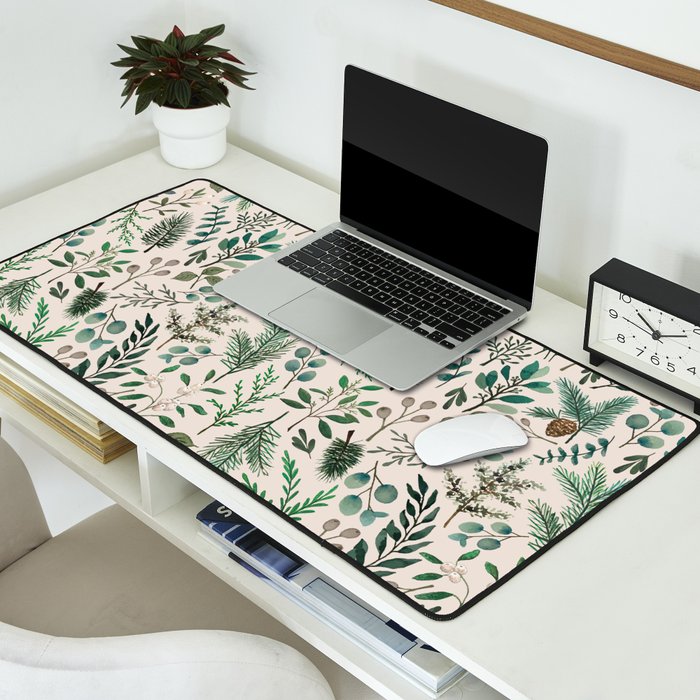 Winter Eucalyptus and Berry Pattern Desk Mat Gallery Image 2