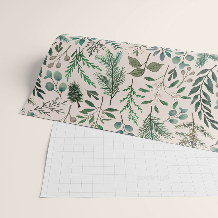 Winter Eucalyptus and Berry Pattern Wrapping Paper Gallery Image 2