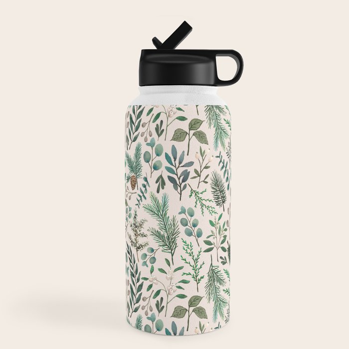 Winter Eucalyptus and Berry Pattern Water Bottle Gallery Image 4