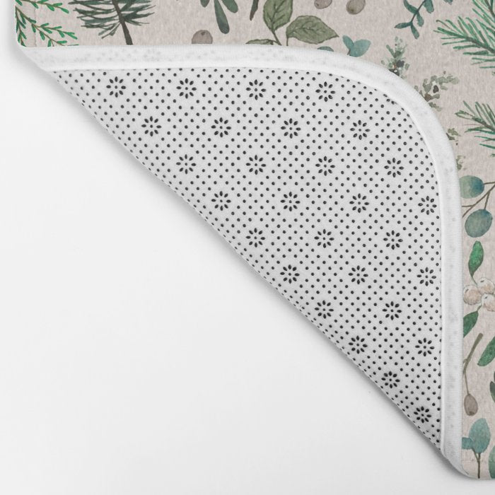 Winter Eucalyptus and Berry Pattern Bath Mat Gallery Image 2