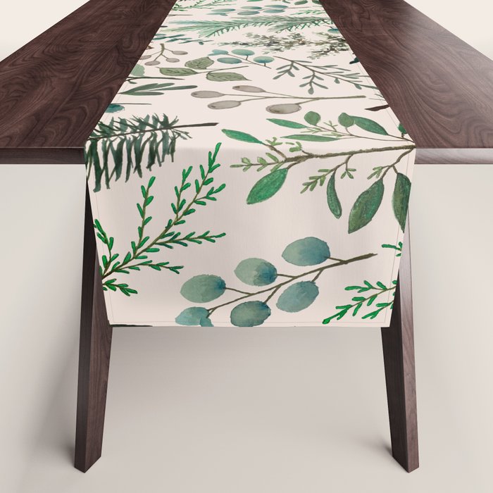 Winter Eucalyptus and Berry Pattern Table Runner Gallery Image 1