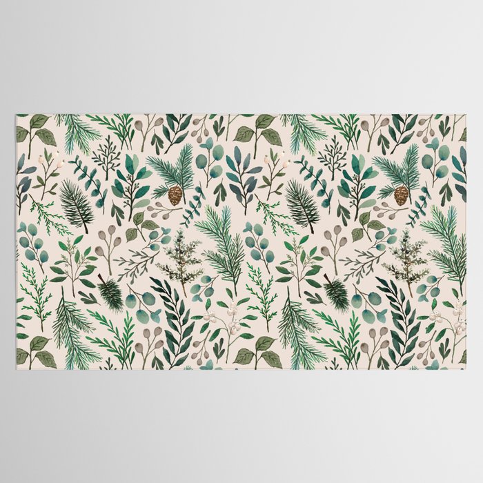 Winter Eucalyptus and Berry Pattern Tablecloth Gallery Image 2